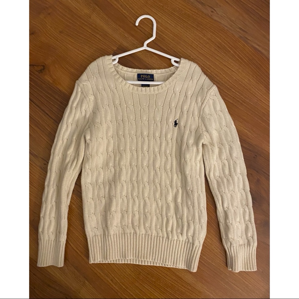EUC Boys Cream/Off White POLO Ralph Lauren sweater—size 7
